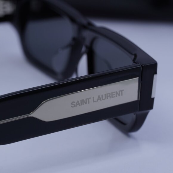 Saint Laurent SL660/F 001 Rectangle Sunglasses - Black - Picture 4 of 11
